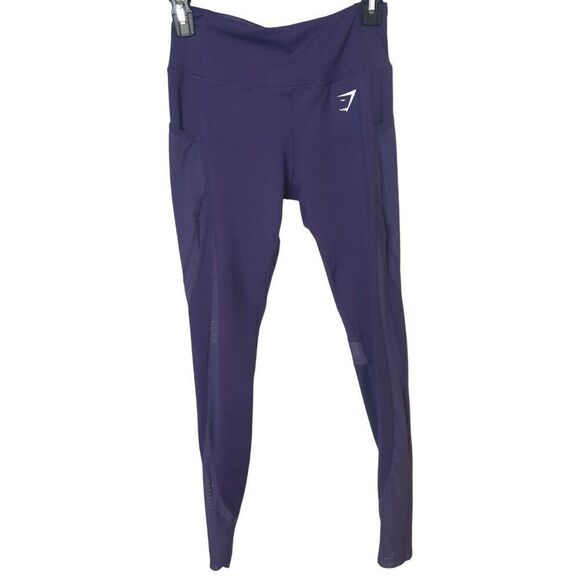 Gymshark Women's Sleek Sculpture Leggings Dry Moisture Medium Purple Pockets - Picture 3 of 7